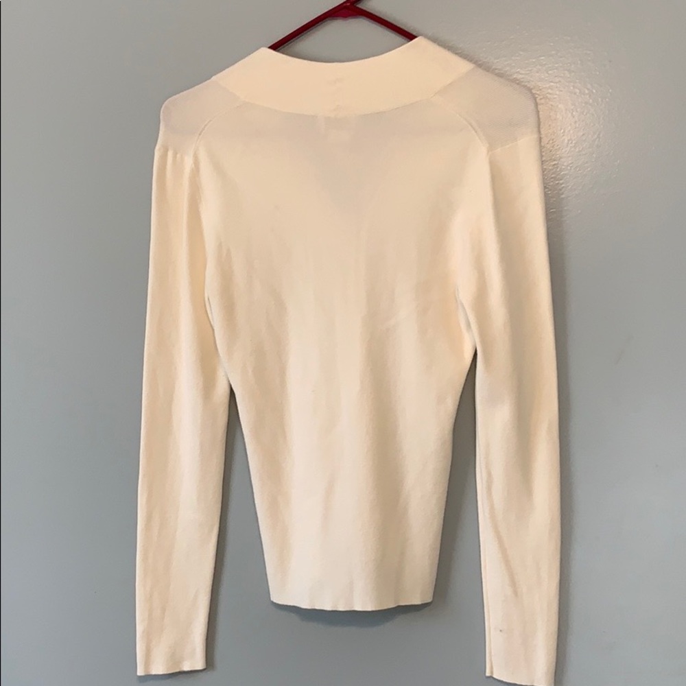 Ann Taylor LOFT Cream White V Neck - Picture 5 of 7